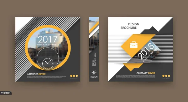 Abstracte Blurb Zwarte Gele Brochure Cover Ontwerp Fancy Info Vaandelframe — Stockvector