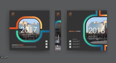 Siyah kartvizit. A4 broşür kapak tasarımı. Bilgi afiş mockup. Başlık sayfası modeli küme. Modern vektör ön sayfa sanat. Kentsel şehir evi doku. Yeşil, turuncu satırlar simgesi çerçeve. Reklam afiş metin yazı tipi