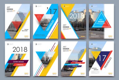 Kartvizit mockup yama. A4 broşür kapak tasarımı. Bilgi ekranı. Başlık sayfası kümesi. Modern vektör ön sayfa sanat. Kentsel şehir evi doku. Mavi, kırmızı, sarı çerçeve, markası logo simge. Reklam afiş metin yazı tipi