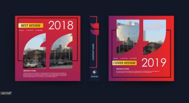 Soyut yama broşür kapağı tasarımı. Kırmızı bilgi veri pankartı çerçevesi. Tekno başlık sayfası modeli seti. Modern vektör ön sayfa sanatı. Kentsel şehir tanıtım dokusu. Mor atıf figürü ikonu. İlan metni yazı tipi