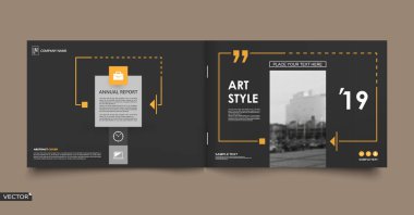 Soyut yama broşür kapağı tasarımı. Siyah bilgi veri pankartı çerçevesi. Tekno başlık sayfası modeli seti. Modern vektör ön sayfa sanatı. Şehir bulanık dokusu. Sarı atıf figürü simgesi. İlan metni yazı tipi