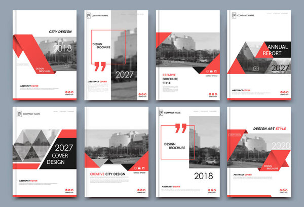 Абстрактный белый дизайн обложки брошюры. Причудливая информационная рамка баннера. Современный текст объявлений. Папка годового отчета. Набор моделей титульных листов. Фантастическая векторная первая страница. Городской шрифт размывает искусство. Красная линия