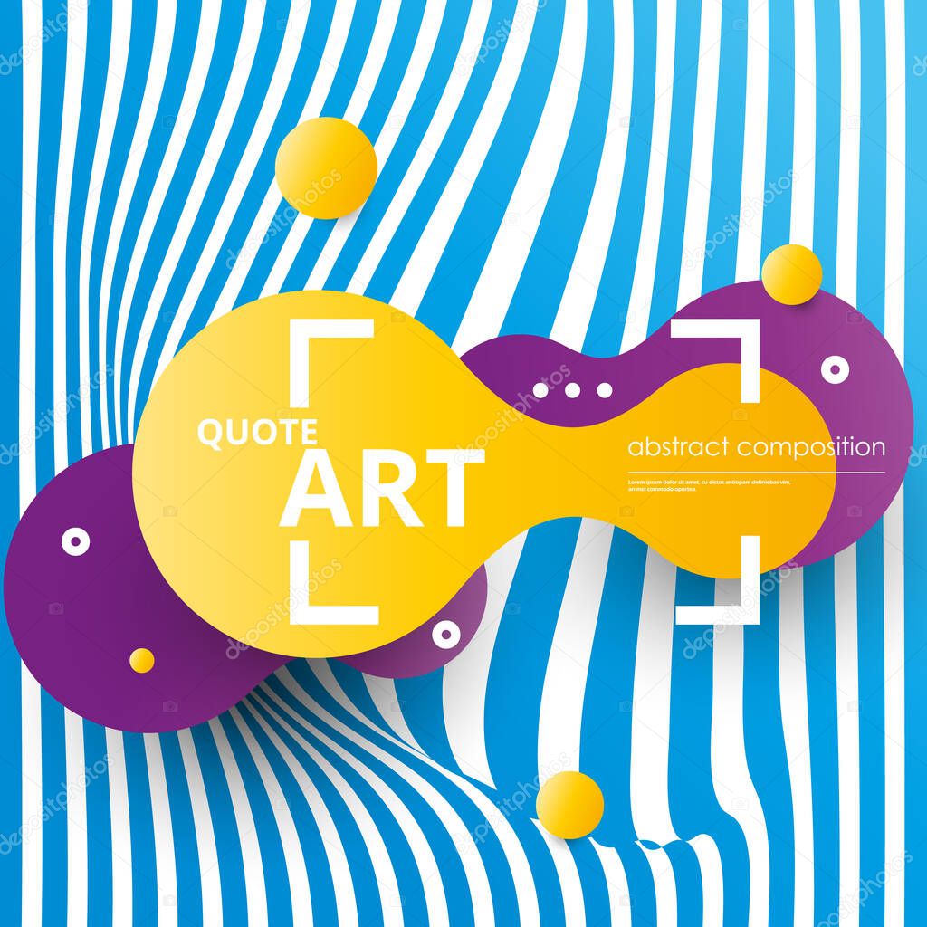 Abstract vector banner set. Modern geometric form various colors. Modern vector template, Template design logo, flyer or presentation. Minimal shapes composition. Flat design. Yellow citation figure.