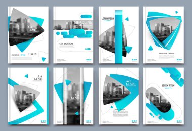 Soyut klasör düzeni. Beyaz a4 broşür kapağı tasarımı. Süslü bilgi metin çerçevesi. Yaratıcı reklam broşürü yazı tipi. Başlık sayfası modeli ayarlandı. Modern vektör baş sayfası. Zarif şehir afişi. Mavi şekiller simge lifiName