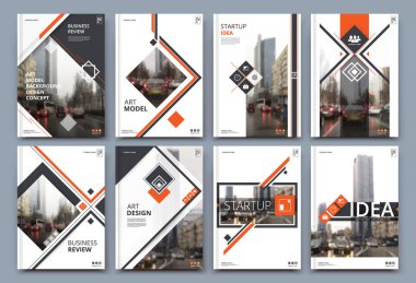 Soyut klasör düzeni. Beyaz a4 broşür kapağı tasarımı. Süslü bilgi metin çerçevesi. Yaratıcı reklam broşürü yazı tipi. Başlık sayfası modeli ayarlandı. Modern vektör baş sayfası. Zarif şehir afişi. Turuncu şekiller simge lifiName