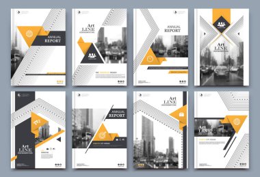 Soyut beyaz a4 broşür kapağı tasarımı. Süslü bilgi pankartı çerçevesi. Modern ilan metni. Yıllık rapor klasörü. Başlık sayfası modeli ayarlandı. Süslü baş sayfa vektörü. Şehir yazı tipi tanıtım sanatı. Sarı çizgi şekli