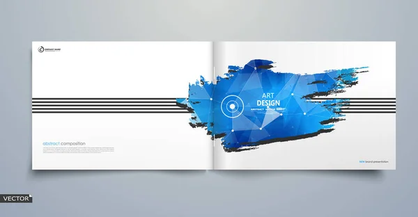 Composizione Astratta Superficie Cornice Testo Blu Opuscolo Copertina Design Set — Vettoriale Stock