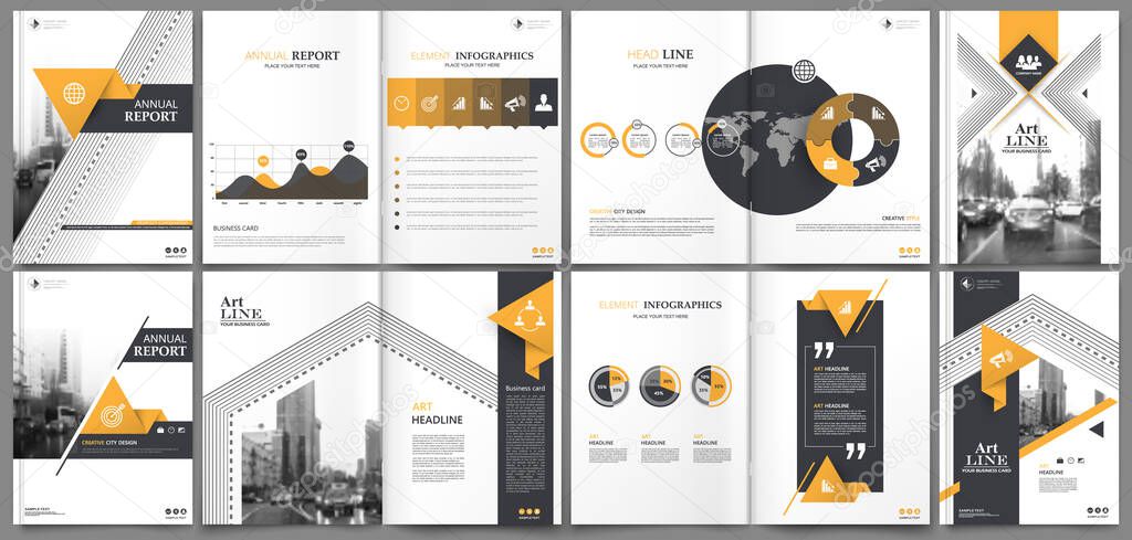 Abstract white a4 brochure cover design. Fancy info banner frame. Modern ad flyer text. Annual report binder. Title sheet model set. Fancy vector front page. City font blurb art. Yellow line figure