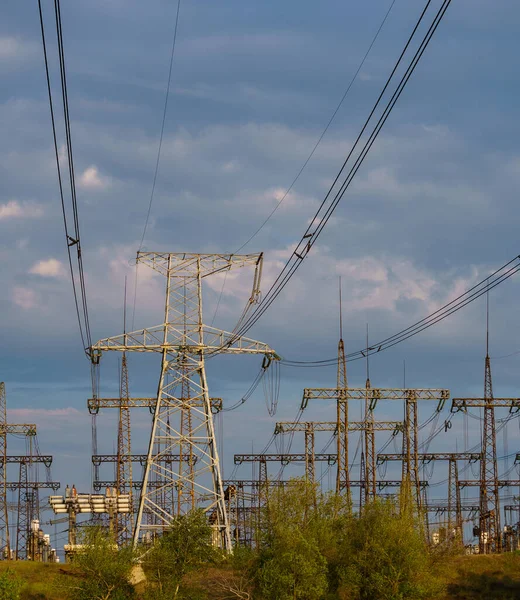 The power supply facilities of contour in the evening