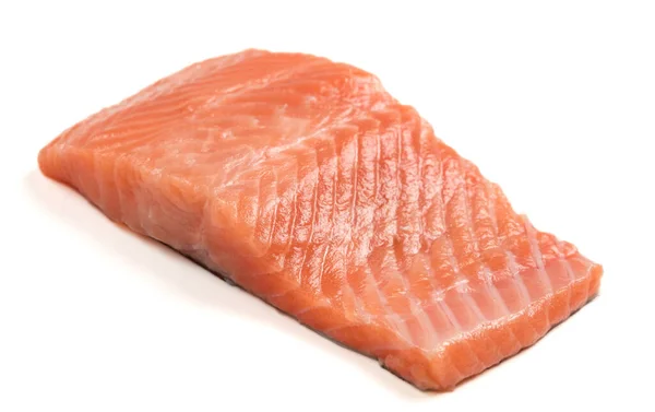 Fillet Salmon Mentah Pada Latar Belakang Putih Trout Fillet Tanpa — Stok Foto