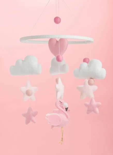 Colorful Eco Friendly Children Mobile Felt Children Consists Flamingo Toys Royalty Free Stock Images