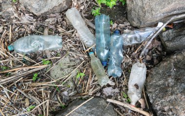 Plastik çöp. Çevrenin kirliliği, özellikle de okyanusların plastik atıkları. İnsanoğlu, okyanustaki çöp noktalarının ve tüm ekosistemin kirliliğinin artmasına neden olur..