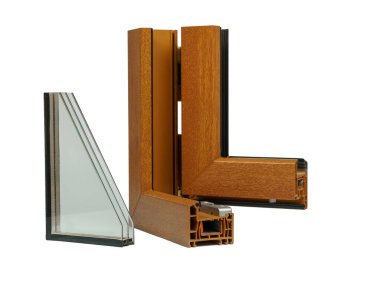 Pencere için pvc profillerinin çapraz kesiti, üç kat camlı çapraz seçim