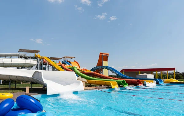 Water Park Colorful Slides Pools — Stock Photo, Image