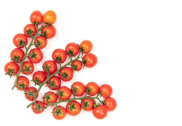 Una Rama Tomates Rojos Cereza Sobre Fondo Blanco Las Verduras —  Fotos de Stock