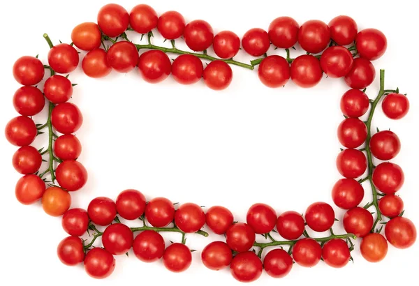 Una Rama Tomates Rojos Cereza Sobre Fondo Blanco Las Verduras — Foto de Stock