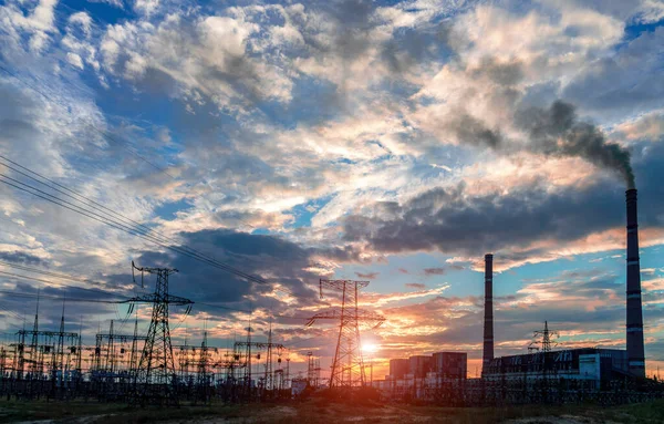 Alta Tensão Post High Voltage Torre Céu Fundo — Fotografia de Stock