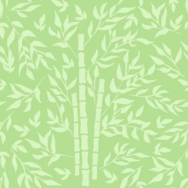 Dibujo Acuarela Patrón Contornos Troncos Hojas Bambú Sobre Fondo Verde —  Fotos de Stock
