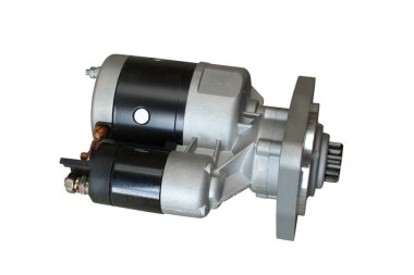 Beyaz arka plan üzerinde izole solenoid ile bir araba için elektrikli marş. Araba yedek parçaları