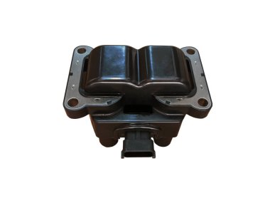 İzole edilmiş beyaz arka planda yeni bir kontak bobini. Ateşleme sisteminin bileşeni bu. Yedek parçalar.