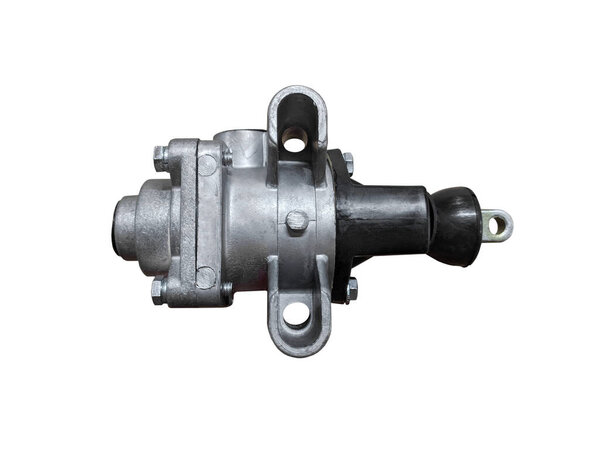 Тормозная система трактора на изолированном белом фоне. Новые запасные части.