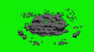 Çizgi film 2d Fx Smoke Efektleri yeşil ekranda. Alfa kanallı çizgi film sis patlamaları. Anahtar rengi, renk anahtarı, alfa kanalı. 4K video