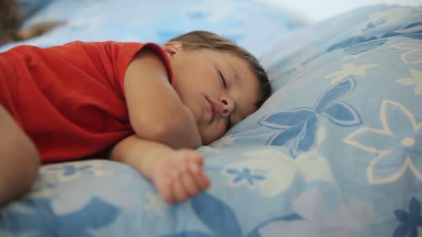 Lille pojken sover — Stockvideo