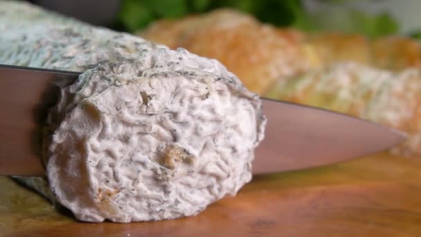 Козий сыр с сине-серой плесенью — стоковое видео