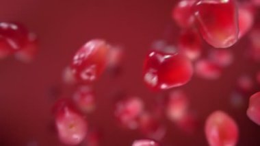 Kırmızı zemine olgun nar taneleri dökülüyor.