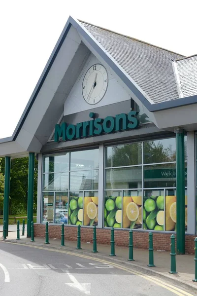 Dereham Storbritannien Augusti 2018 Morrisons Stormarknad Huvudentrén Station Road Dereham — Stockfoto