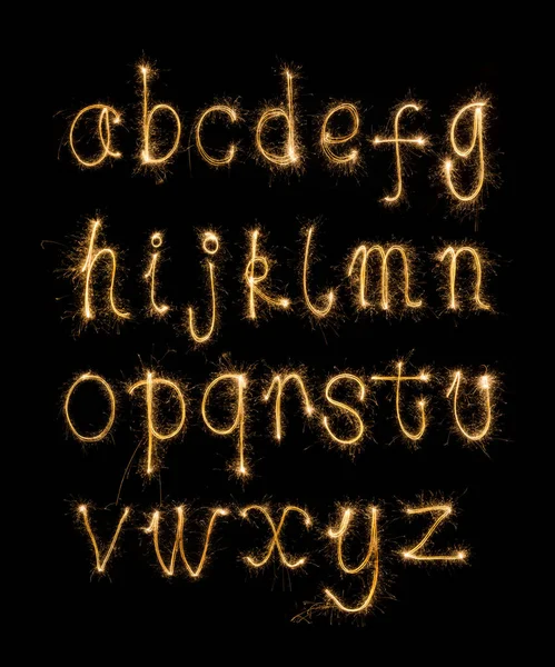 Alphabet Sparklers Black Background — Stock Photo, Image