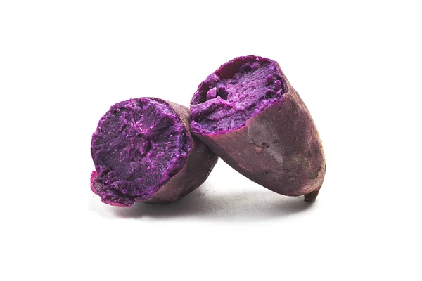 Запеченный Фиолетовый Сладкий Картофель Белом Дне — стоковое фото