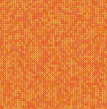 Turuncu ve sarı örgü doku dikişsiz desen. Örme gerçekçi arka plan. Afiş, site, kart, duvar kağıdı için Noel Örme arka plan. Yünlü kumaş. Vektör İllüstrasyonu.