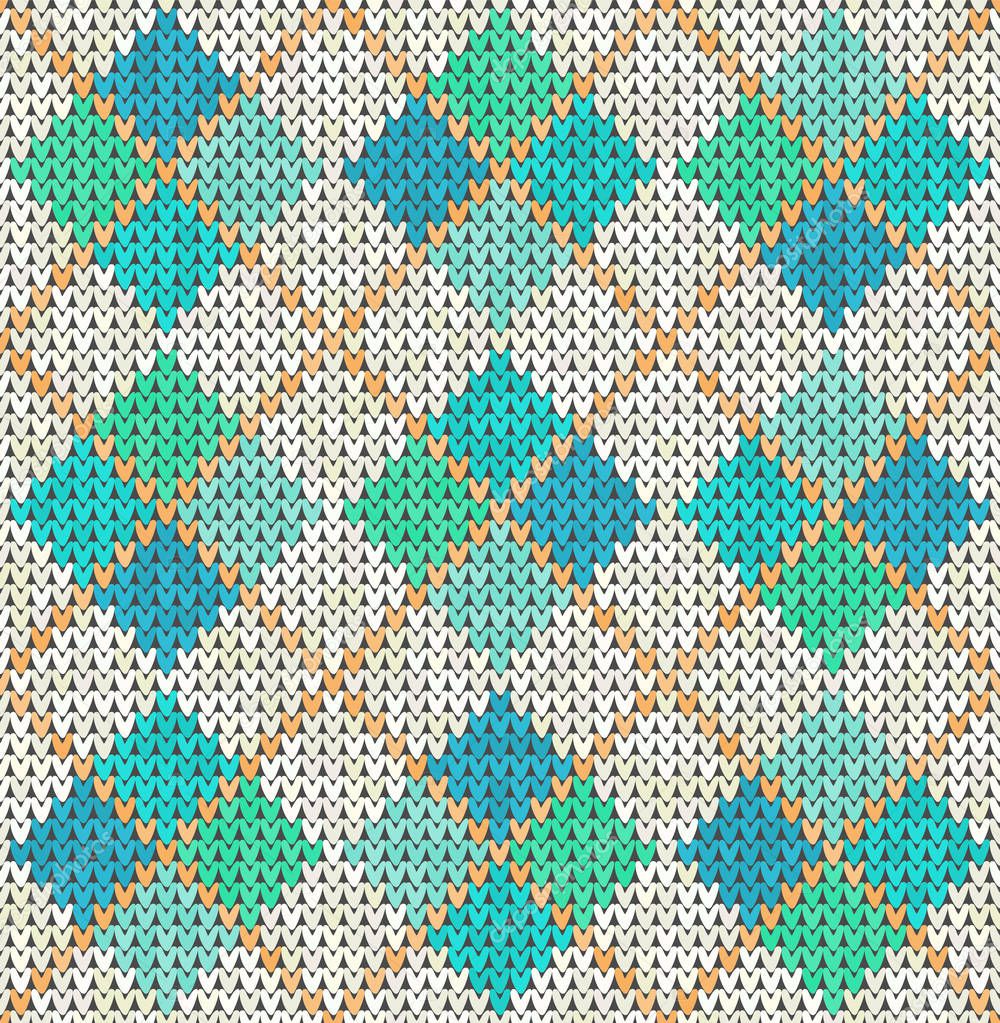Knitting classic geometric pattern. Knitted realistic seamless background, texture. Vector seamless background for banner, site, greeting card, wallpaper. Vector Illustration.