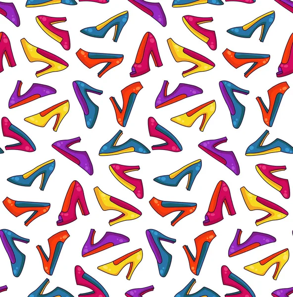 Femmes Chaussures Talons Hauts Coloré Mignon Doodle Motif Vectoriel Sans — Image vectorielle