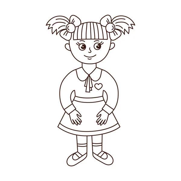 Лялька Дівчина Іграшка Символ Лінія Векторні Ілюстрації — стоковий вектор