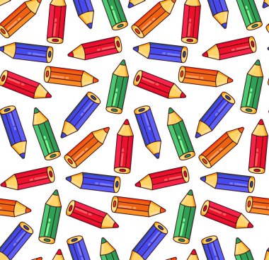 Kalem şirin renkli doodle sorunsuz vektör desen