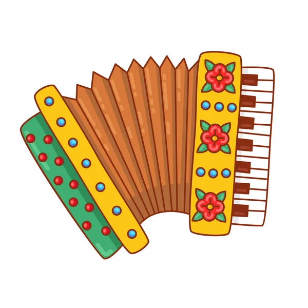 Akkordeon Russisch Bajan Musikinstrument Doodle Bunte Cartoon Vektor Illustration — Stockvektor