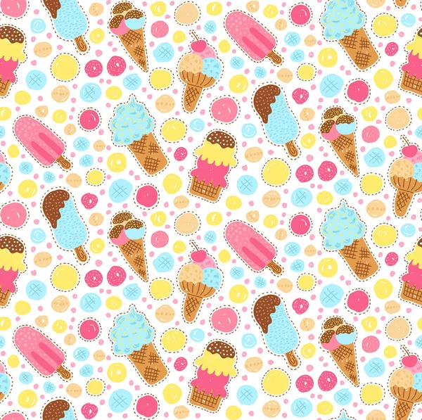冰淇淋无缝五颜六色的矢量图案 — 图库矢量图片