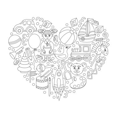 Çocuk oyuncakları sevimli simgeler vektör doodle 
