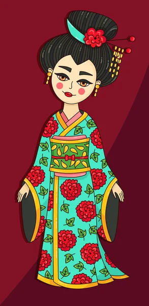 Geisha japonês senhora personagem vetor — Vetor de Stock