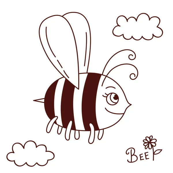 Şirin arı karakter böcek vektör çizim — Stok Vektör
