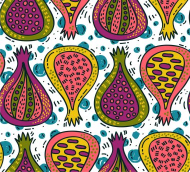İncir meyve sanatsal renkli moda dikişsiz vektör desen