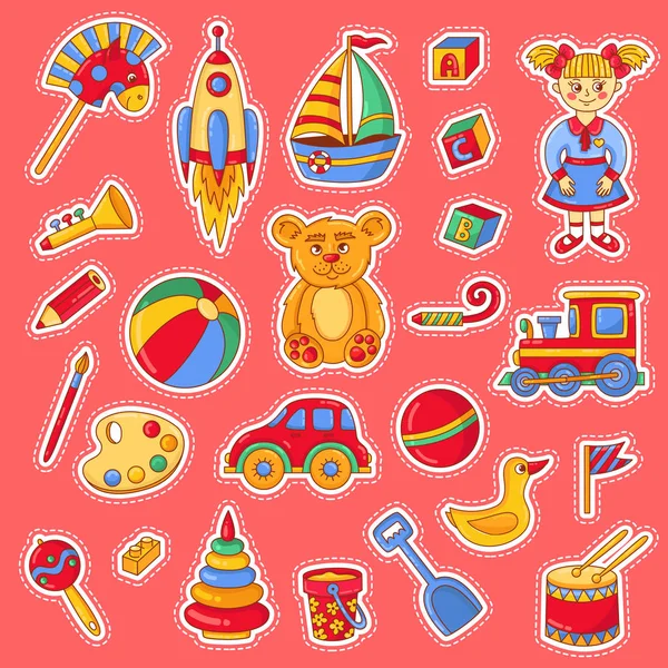 Kinderen speelgoed vector icons set — Stockvector