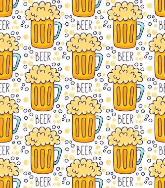 Bira kupa renkli kesintisiz vektör desen
