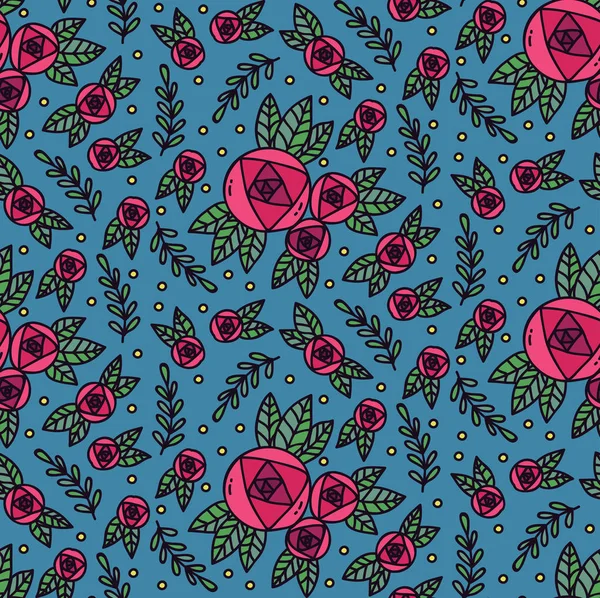Τριαντάφυλλα πολύχρωμα doodle απρόσκοπτη διάνυσμα μοτίβο — Διανυσματικό Αρχείο