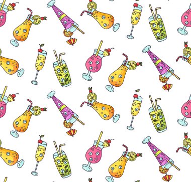 Renkli kokteyller sorunsuz vektör desen