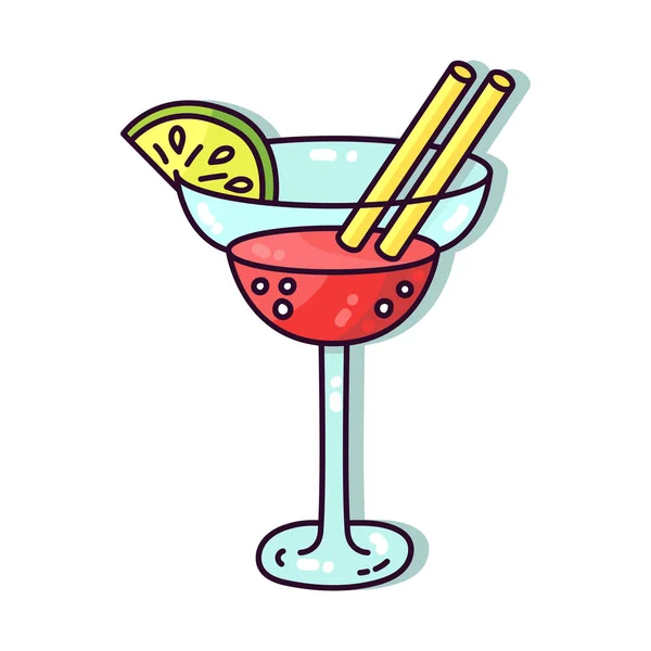 Niedliche Cocktail-Cartoon-Ikone — Stockvektor