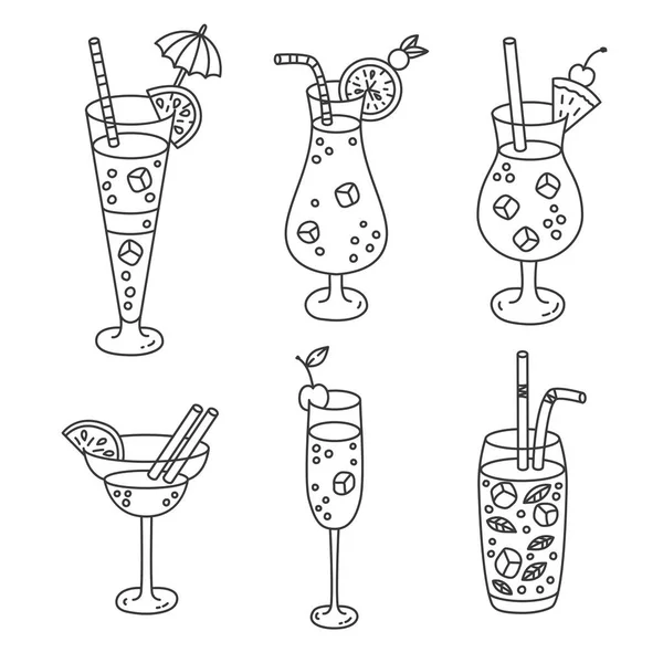 Cocktails icons vector set — Stock Vector