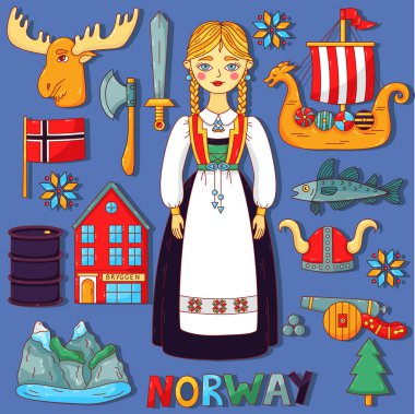 Norveç İskandinav vector Icons set